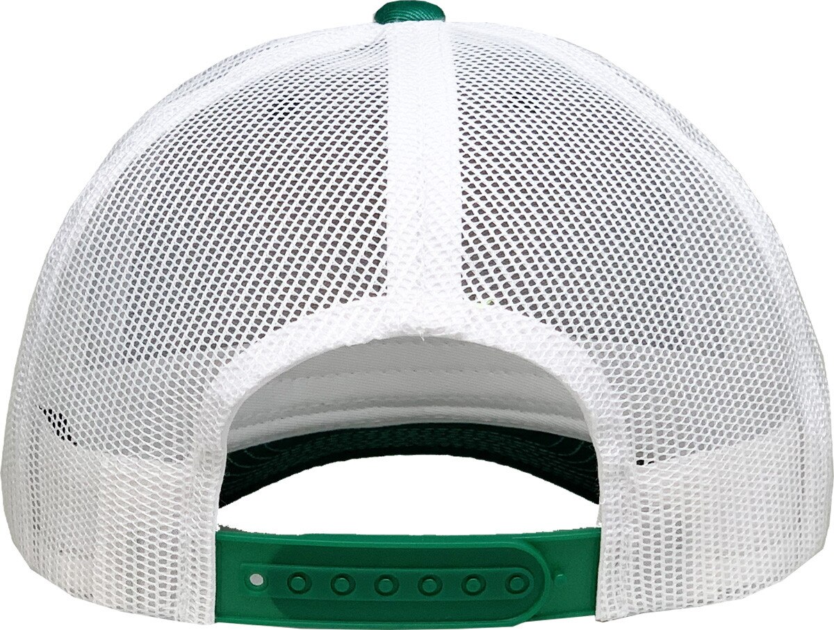 Kelly Green White Two Tone Classic 6 Panel Trucker Mesh Snapback Back View